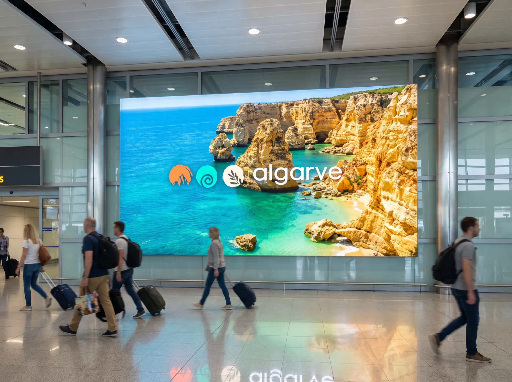 Welcome lightbox in airport arrivals.
